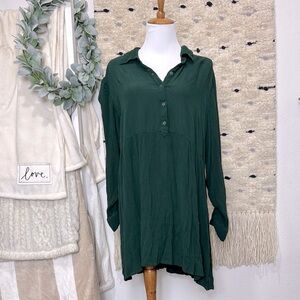 Style & Co. Dark Green Button Down Shirt dress size M